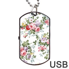 Floral Elements Peony Chinese Rose Dog Tag Usb Flash (one Side)