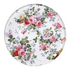 Floral Elements Peony Chinese Rose Round Glass Fridge Magnet (4 Pack)