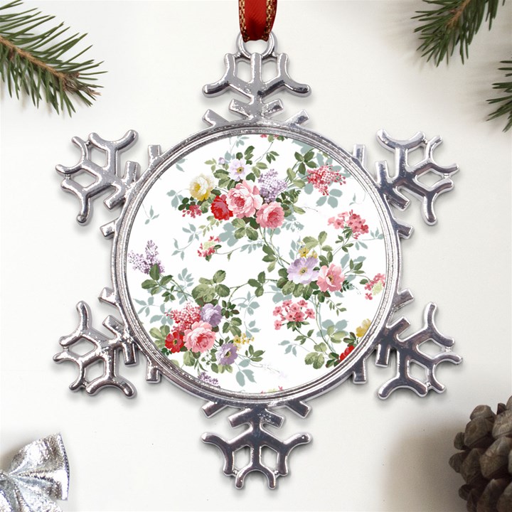 Floral Elements Peony Chinese Rose Metal Large Snowflake Ornament