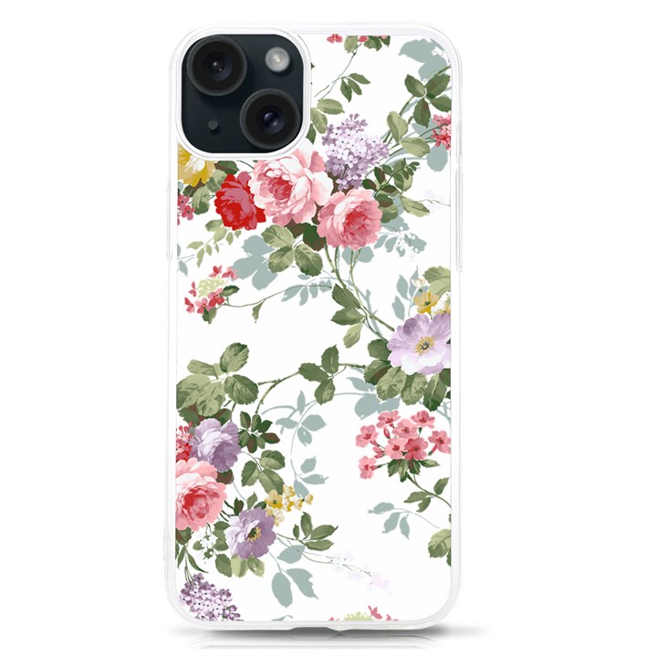 Floral Elements Peony Chinese Rose iPhone 15 TPU UV Print Case