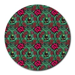 Retro 1880s Flowers Pattern 3 Round Mousepad