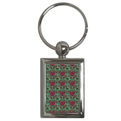 Retro 1880s Flowers Pattern 3 Key Chain (rectangle)