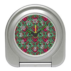 Retro 1880s Flowers Pattern 3 Travel Alarm Clock