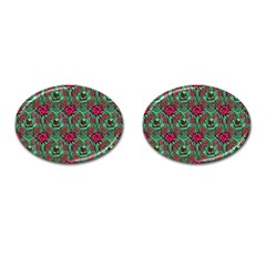 Retro 1880s Flowers Pattern 3 Cufflinks (oval)