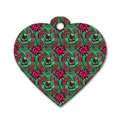 Retro 1880s Flowers Pattern 3 Dog Tag Heart (one Side)