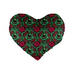 Retro 1880s Flowers Pattern 3 Standard 16  Premium Heart Shape Cushions