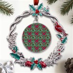 Retro 1880s Flowers Pattern 3 Metal X mas Wreath Holly leaf Ornament Front