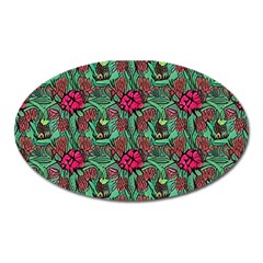 Retro 1880s Flowers Pattern 3 Oval Magnet