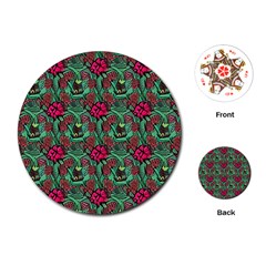 Retro 1880s Flowers Pattern 3 Playing Cards Single Design (round)