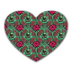 Retro 1880s Flowers Pattern 3 Heart Mousepad