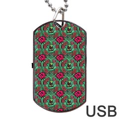 Retro 1880s Flowers Pattern 3 Dog Tag Usb Flash (one Side) by violetheavensky