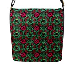 Retro 1880s Flowers Pattern 3 Flap Closure Messenger Bag (l)