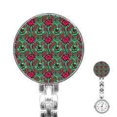 Retro 1880s Flowers Pattern 3 Stainless Steel Nurses Watch