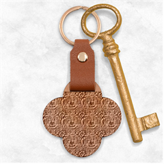 Retro 1880s Flowers Pattern 3 Engraved Wood Keychain