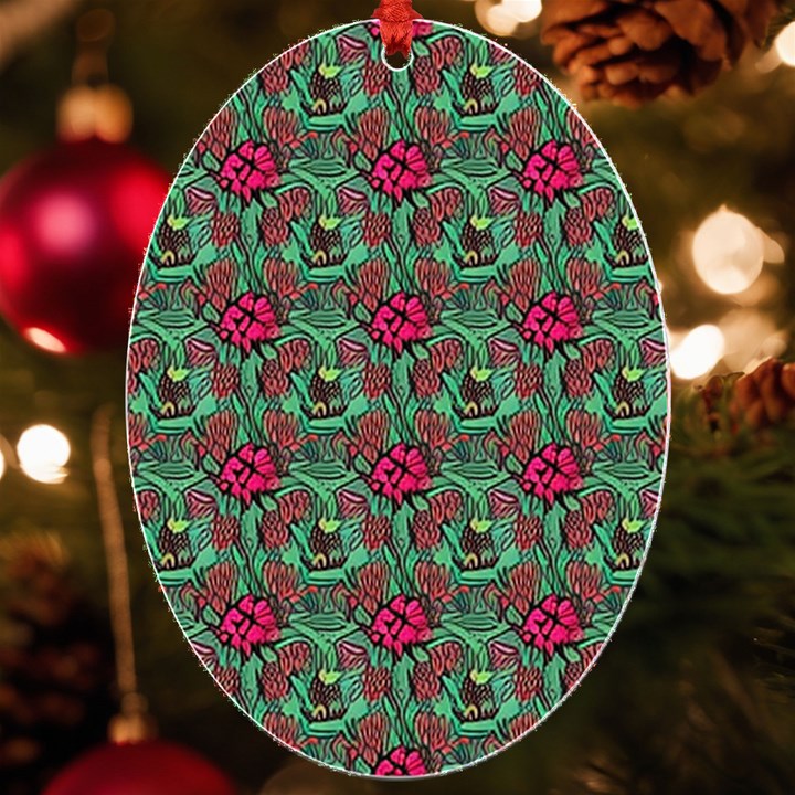 Retro 1880s Flowers Pattern 3 UV Print Acrylic Ornament Oval