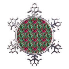 Retro 1880s Flowers Pattern 3 Metal Large Snowflake Ornament by violetheavensky