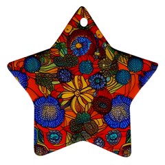 Mid Century Retro Floral 1970s 1960s Pattern 69 Ornament (star)