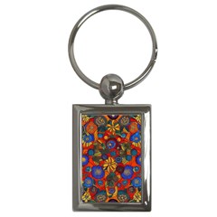 Mid Century Retro Floral 1970s 1960s Pattern 69 Key Chain (rectangle)