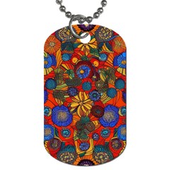 Mid Century Retro Floral 1970s 1960s Pattern 69 Dog Tag (one Side)