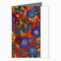 Mid Century Retro Floral 1970s 1960s Pattern 69 Greeting Cards (pkg Of 8)