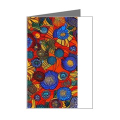 Mid Century Retro Floral 1970s 1960s Pattern 69 Mini Greeting Card