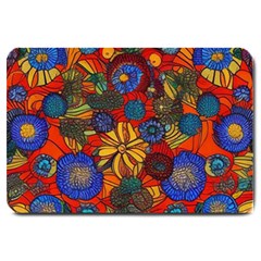 Mid Century Retro Floral 1970s 1960s Pattern 69 Large Doormat