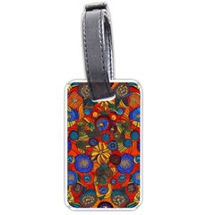 Mid Century Retro Floral 1970s 1960s Pattern 69 Luggage Tag (one Side)