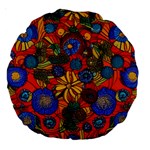 Mid Century Retro Floral 1970s 1960s Pattern 69 Large 18  Premium Round Cushions Front