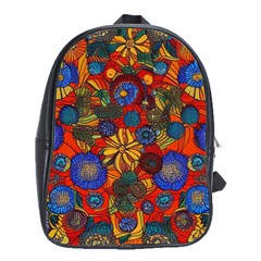 Mid Century Retro Floral 1970s 1960s Pattern 69 School Bag (xl)