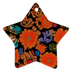 Mid Century Retro Floral 1970s 1960s Pattern 49 Ornament (star)