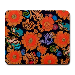 Mid Century Retro Floral 1970s 1960s Pattern 49 Large Mousepad