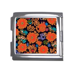 Mid Century Retro Floral 1970s 1960s Pattern 49 Mega Link Italian Charm (18mm)