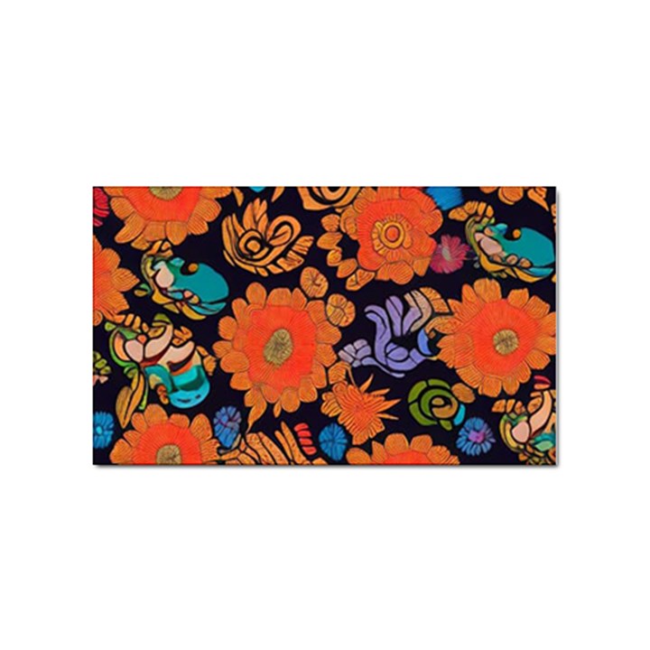 Mid Century Retro Floral 1970s 1960s Pattern 49 Sticker (Rectangular)