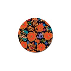 Mid Century Retro Floral 1970s 1960s Pattern 49 Golf Ball Marker by violetheavensky