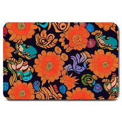 Mid Century Retro Floral 1970s 1960s Pattern 49 Large Doormat