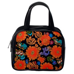 Mid Century Retro Floral 1970s 1960s Pattern 49 Classic Handbag (one Side)