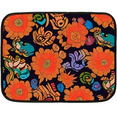 Mid Century Retro Floral 1970s 1960s Pattern 49 Fleece Blanket (mini)