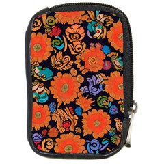 Mid Century Retro Floral 1970s 1960s Pattern 49 Compact Camera Leather Case