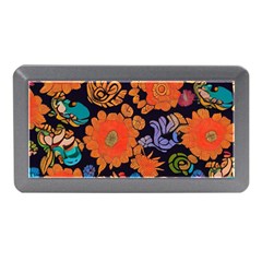 Mid Century Retro Floral 1970s 1960s Pattern 49 Memory Card Reader (mini)