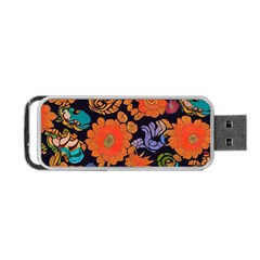 Mid Century Retro Floral 1970s 1960s Pattern 49 Portable Usb Flash (two Sides) by violetheavensky