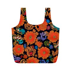 Mid Century Retro Floral 1970s 1960s Pattern 49 Full Print Recycle Bag (m) by violetheavensky