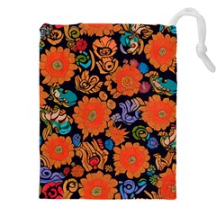 Mid Century Retro Floral 1970s 1960s Pattern 49 Drawstring Pouch (5xl)