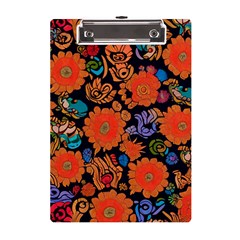 Mid Century Retro Floral 1970s 1960s Pattern 49 A5 Acrylic Clipboard by violetheavensky