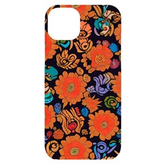 Mid Century Retro Floral 1970s 1960s Pattern 49 Iphone 14 Plus Black Uv Print Case by violetheavensky