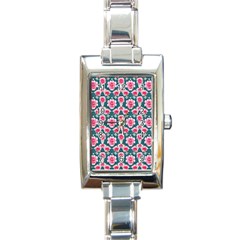 Retro 1880s Flowers Pattern 22 Rectangle Italian Charm Watch