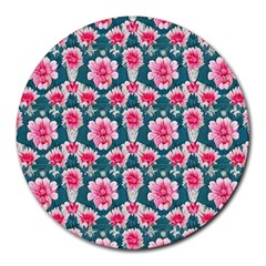 Retro 1880s Flowers Pattern 22 Round Mousepad