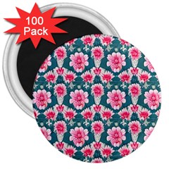 Retro 1880s Flowers Pattern 22 3  Magnets (100 Pack)