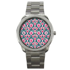 Retro 1880s Flowers Pattern 22 Sport Metal Watch