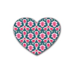 Retro 1880s Flowers Pattern 22 Rubber Coaster (heart)