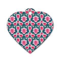 Retro 1880s Flowers Pattern 22 Dog Tag Heart (one Side)